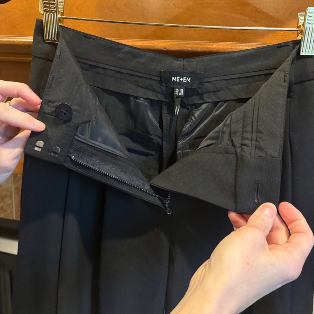 ME+EM, Black, Wide Leg, Wool Blend, Pants, Size 2/4  (Sz 4 alter waist to sz 2) - Picture 9 of 15